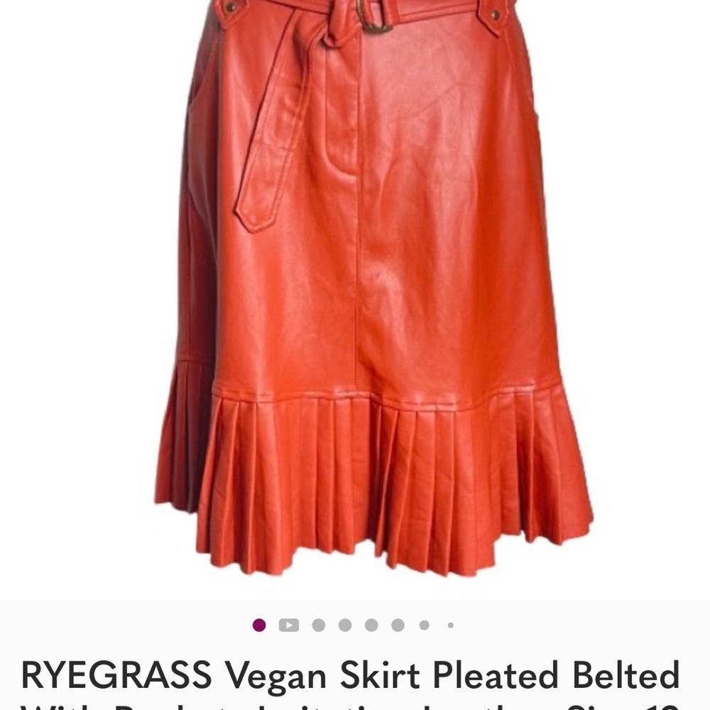 RYEGRASS Orange Vegan Pleated Skirt